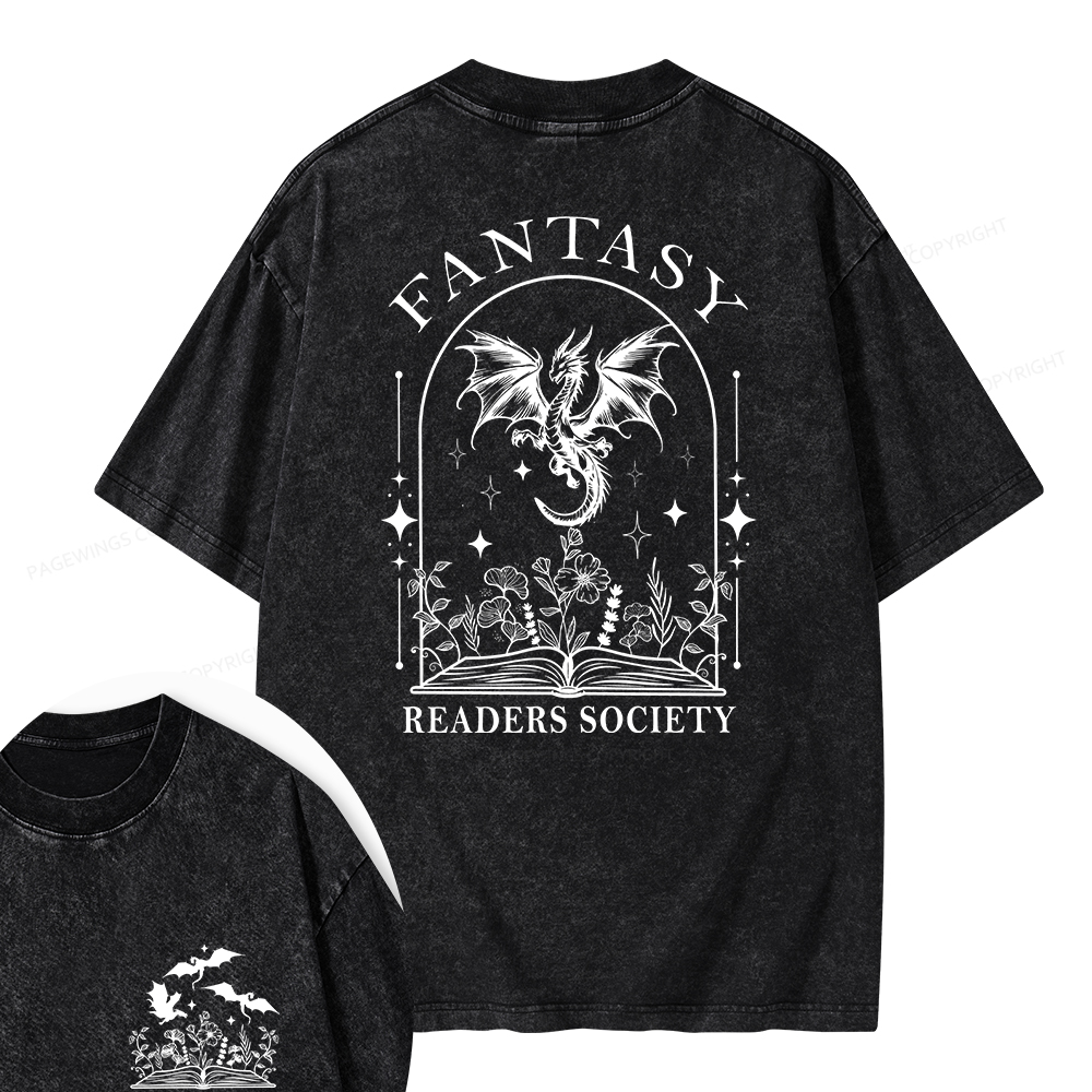 Pagewings Fantasy Reader Society Unisex Washed T-shirt