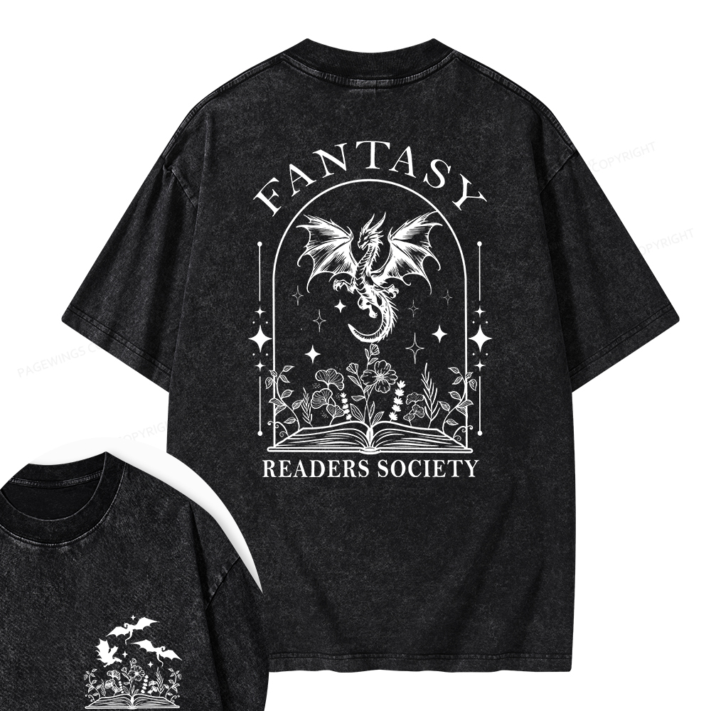 Pagewings Fantasy Reader Society Unisex Washed T-shirt