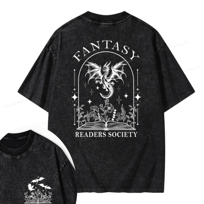 Pagewings Fantasy Reader Society Unisex Washed T-shirt