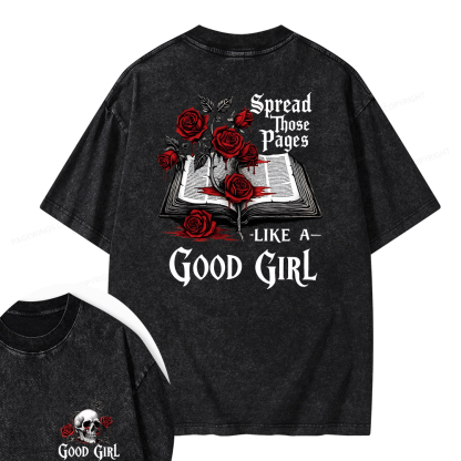Pagewings Spread Those Pages Like a Good Girl Unisex Washed T-shirt
