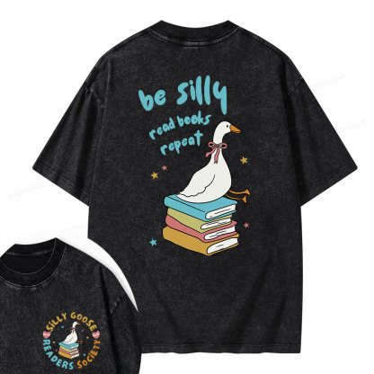 Pagewings Be Silly Read Books Repeat Unisex Washed T-shirt