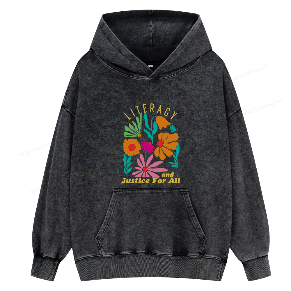 Pagewings Literacy And Justice Unisex Washed Hoodie