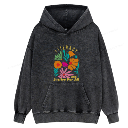 Pagewings Literacy And Justice Unisex Washed Hoodie