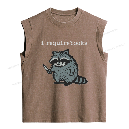 Pagewings I Require Books Women's Washed Tank Top