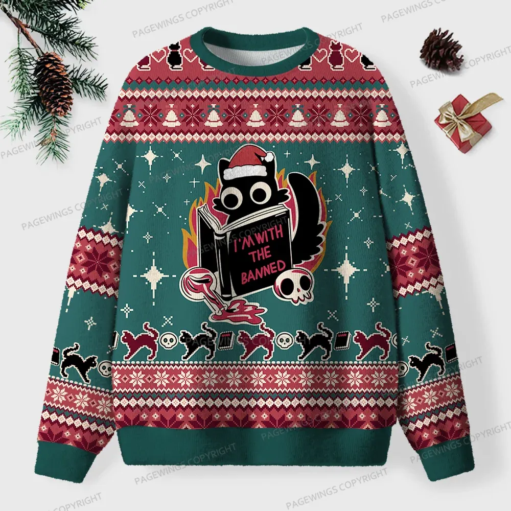 Pagewings I'm With The Banned Unisex Ugly Knit Sweatshirt