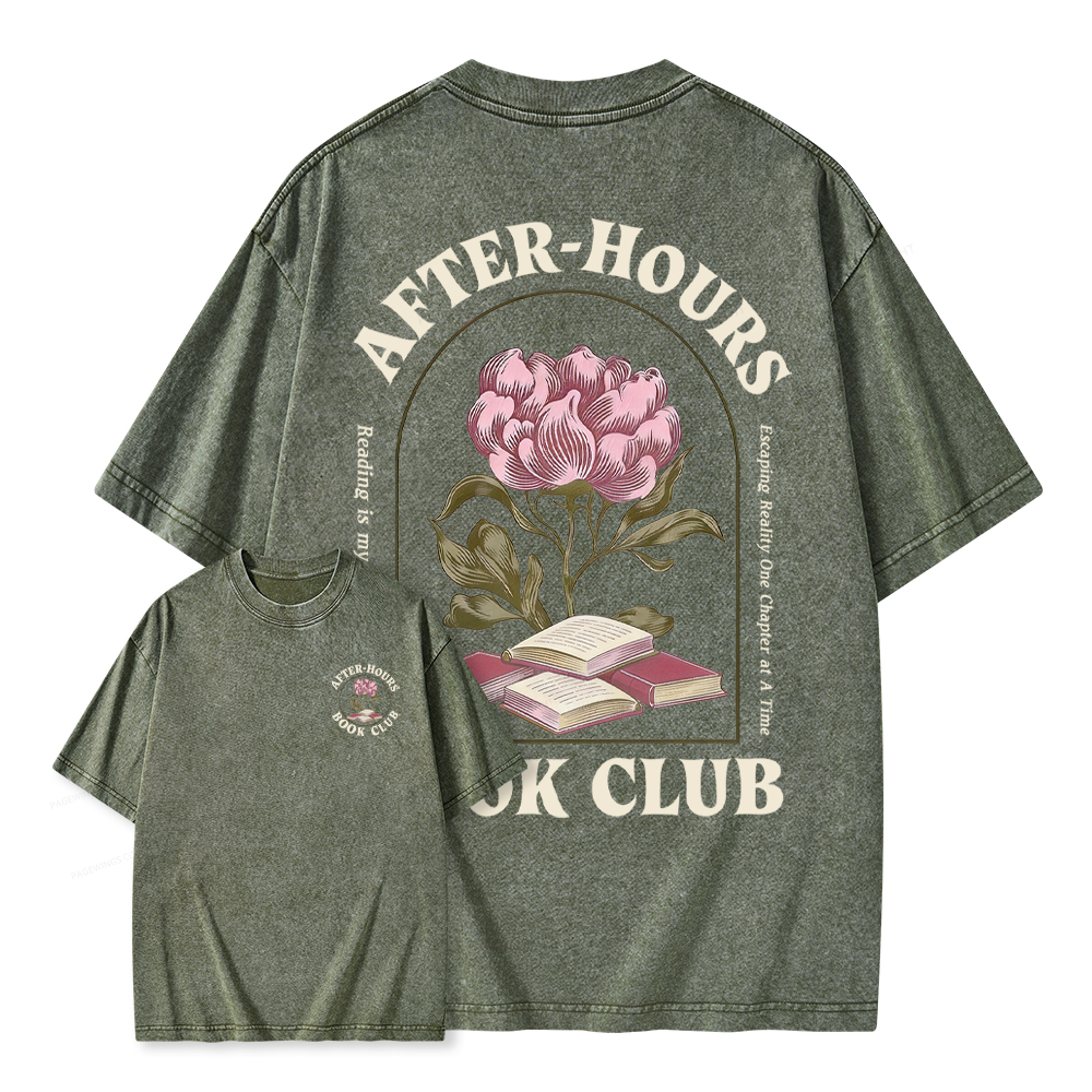 Pagewings After‑Hours Book Club Unisex Washed T-shirt
