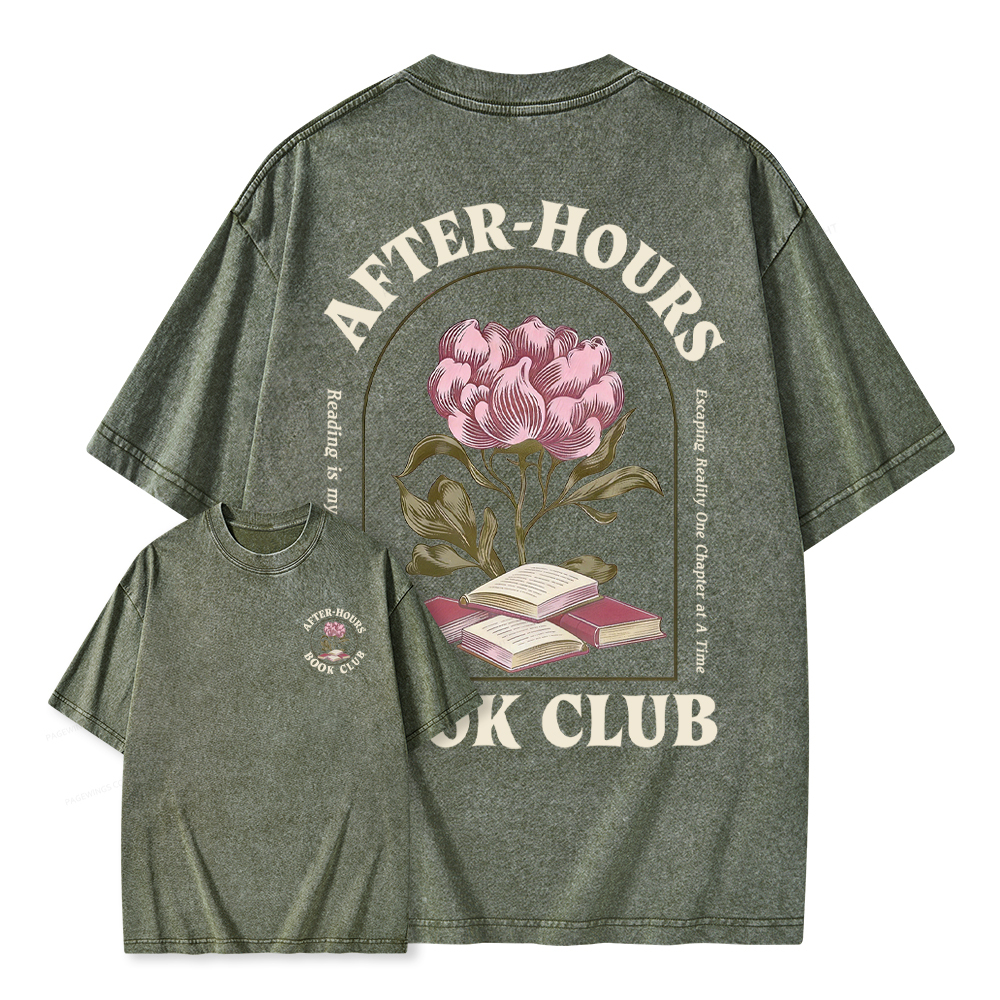 Pagewings After‑Hours Book Club Unisex Washed T-shirt