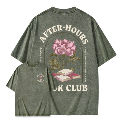 Pagewings After‑Hours Book Club Unisex Washed T-shirt