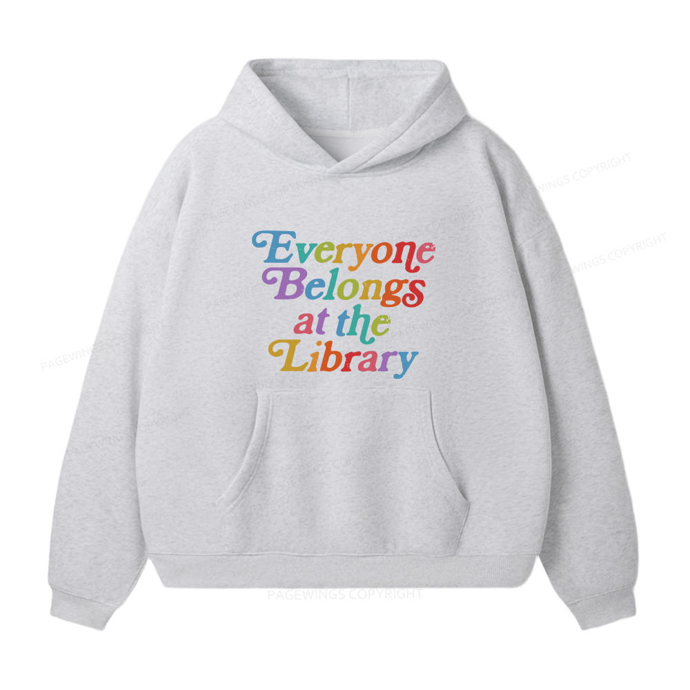 Pagewings Everyone belongs at the library Unisex Fleece Hoodie Set