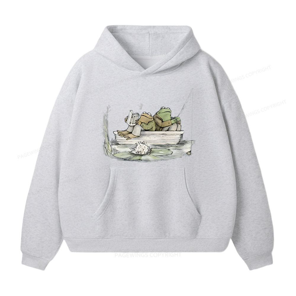 Pagewings Frog Reading Unisex Fleece Hoodie Set
