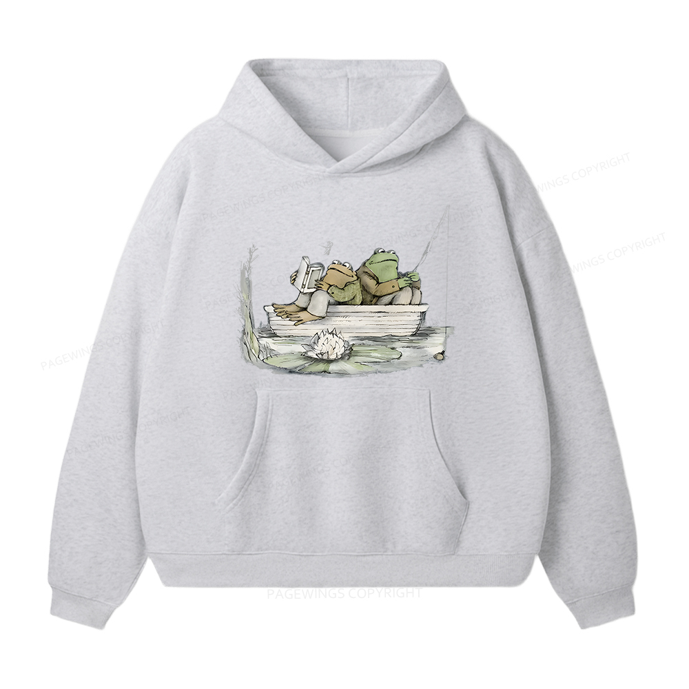 Pagewings Frog Reading Unisex Fleece Hoodie Set