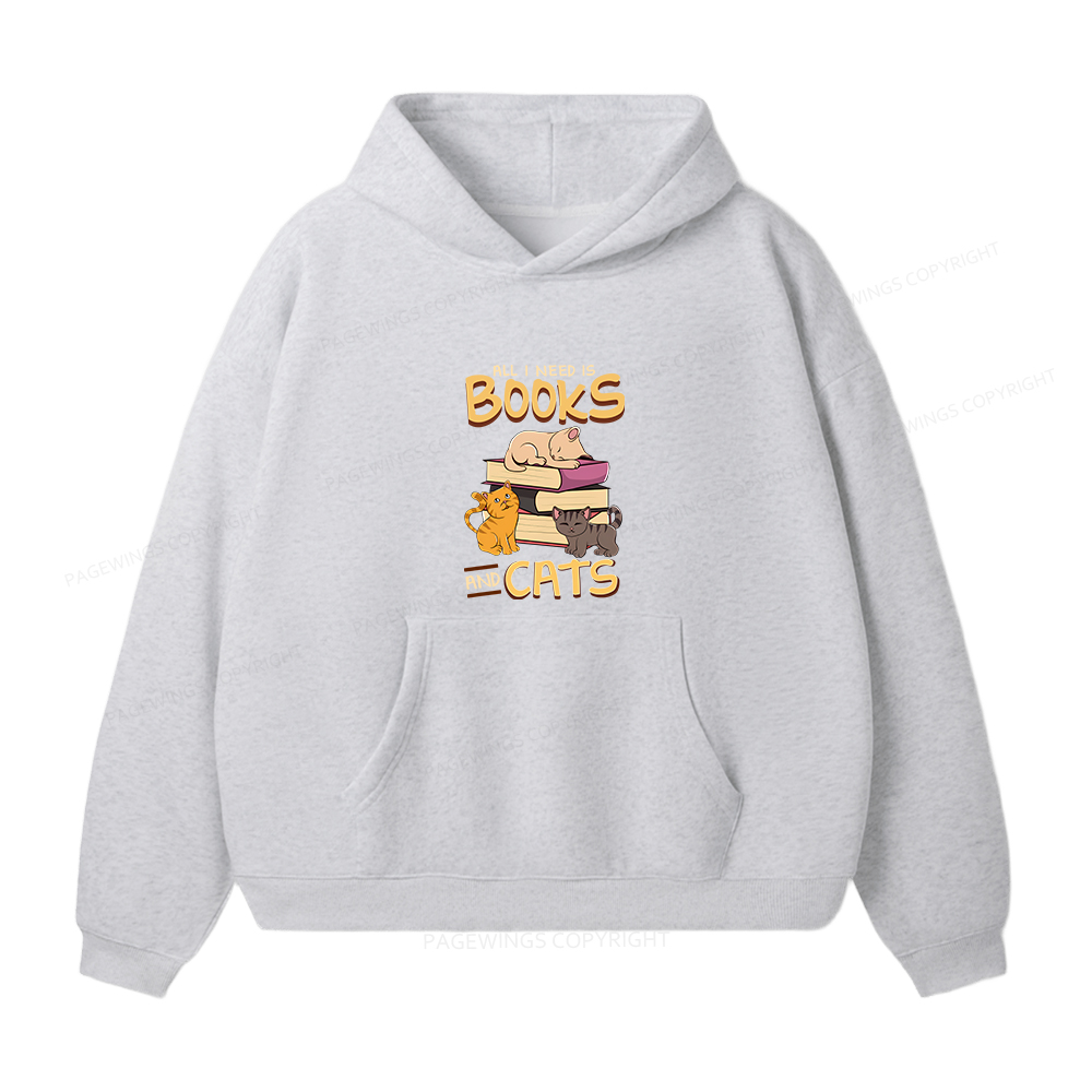 Pagewings All I Need Is Books And Cats Unisex Fleece Hoodie Set