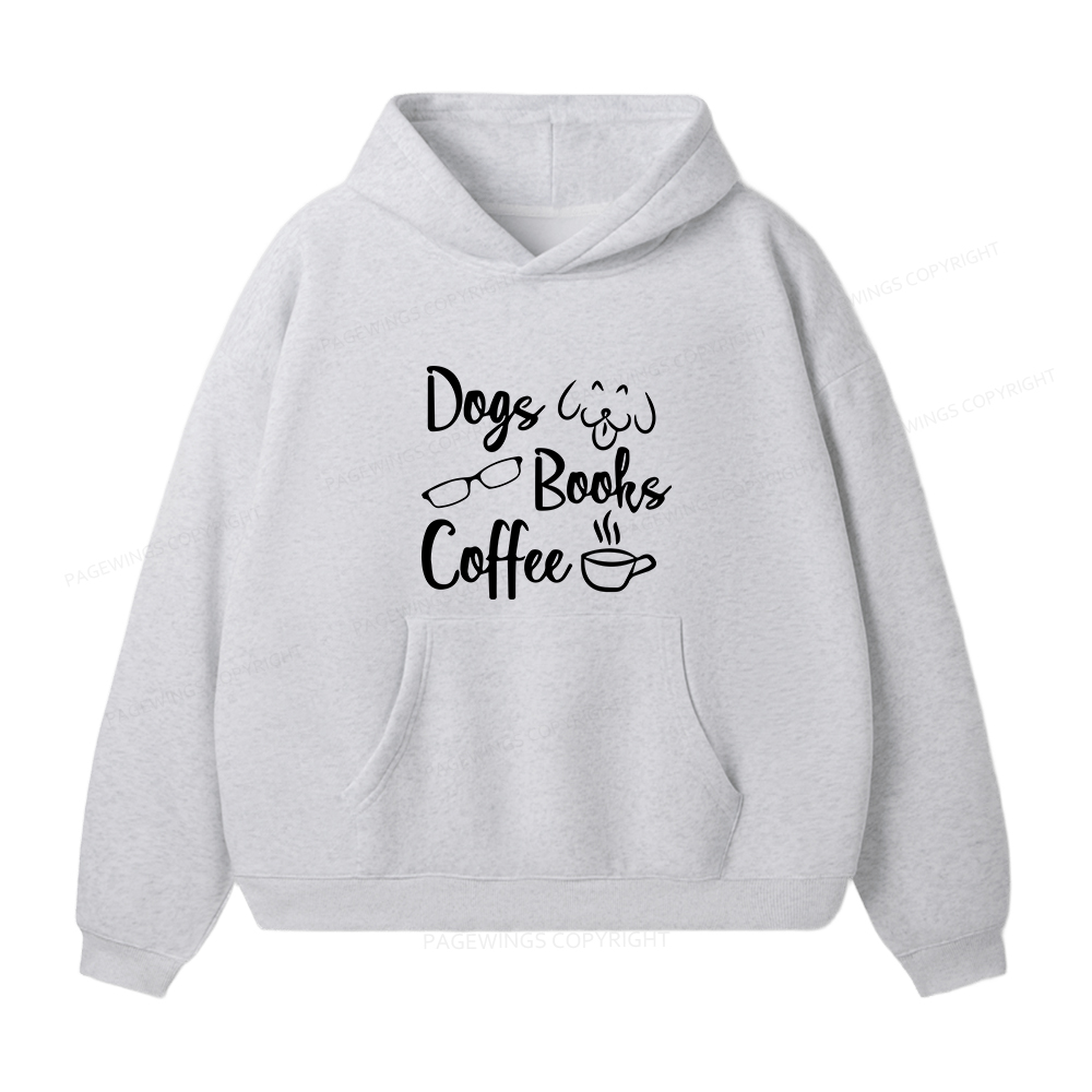 Pagewings Dogs Books Coffee Unisex Fleece Hoodie Set