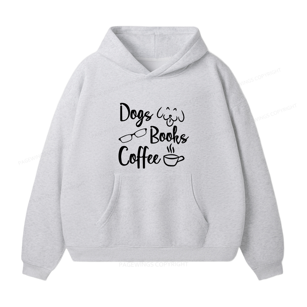 Pagewings Dogs Books Coffee Unisex Fleece Hoodie Set