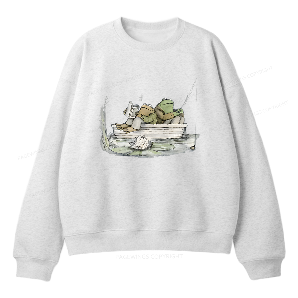 Pagewings Frog Reading Unisex Fleece Sweatshirt Set 