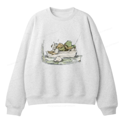 Pagewings Frog Reading Unisex Fleece Sweatshirt Set 
