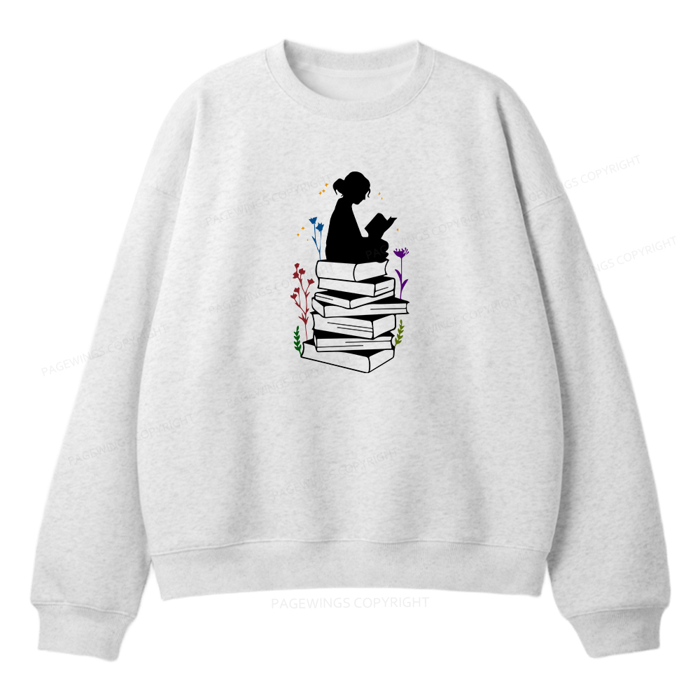 Pagewings Girl Reading Unisex Fleece Sweatshirt Set 