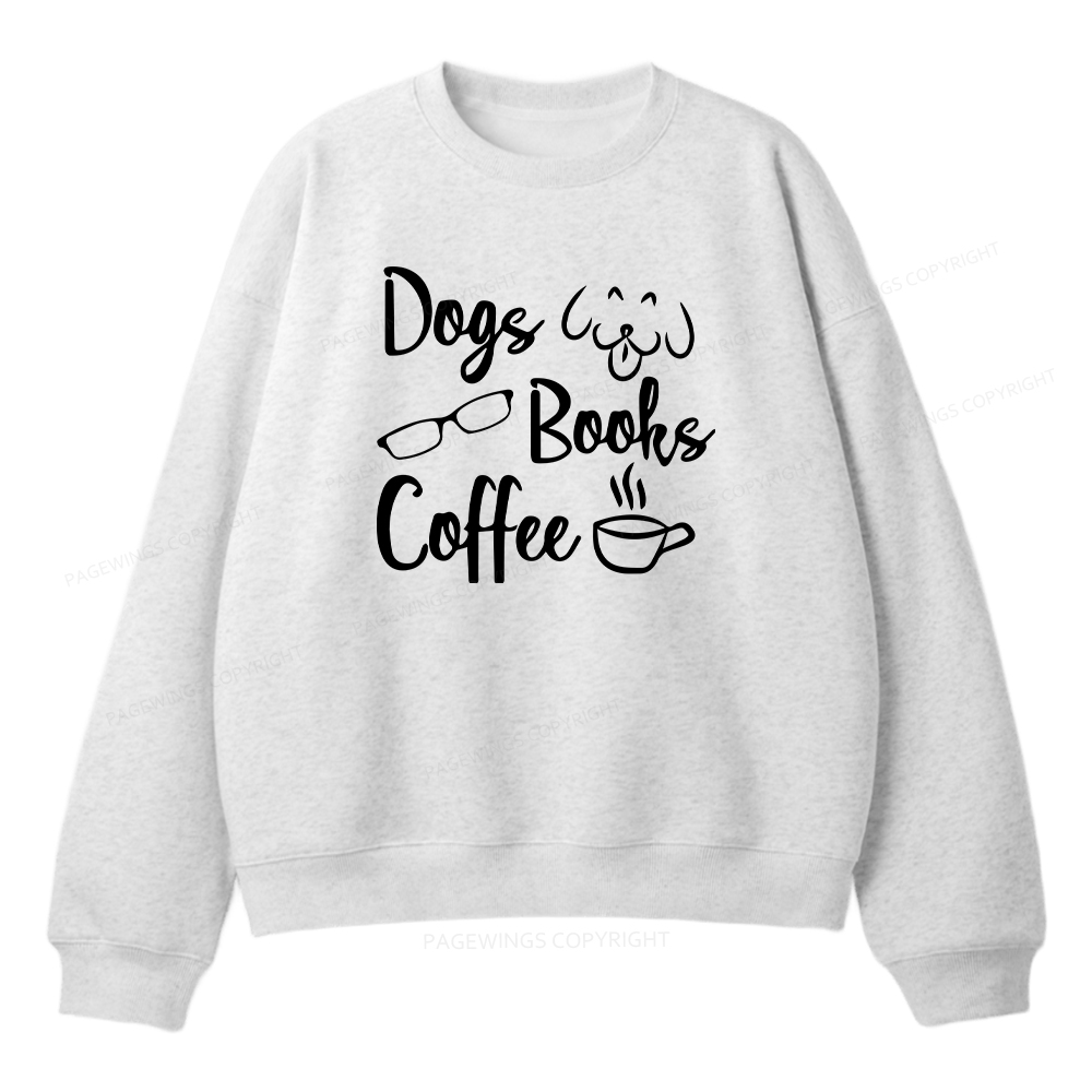 Pagewings Dogs Books Coffee Unisex Fleece Sweatshirt Set 