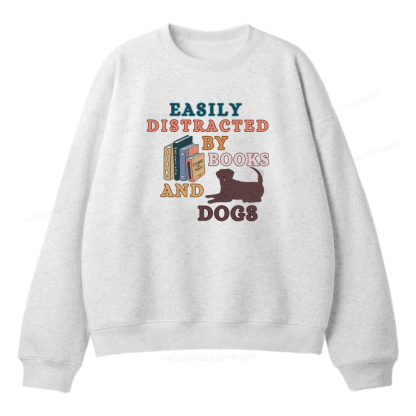 Pagewings Easily Distracted By Books And Labrador Unisex Fleece Sweatshirt Set 