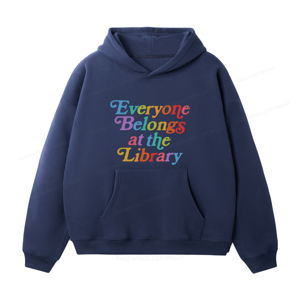 Pagewings Everyone belongs at the library Unisex Fleece Hoodie Set