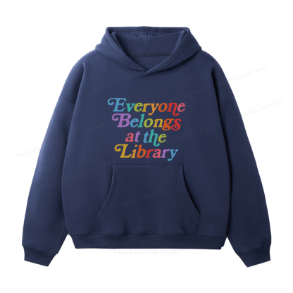 Pagewings Everyone belongs at the library Unisex Fleece Hoodie Set