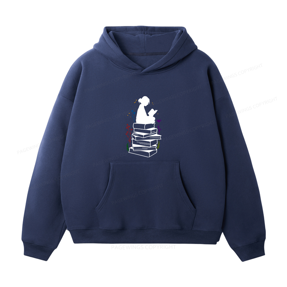 Pagewings Girl Reading Unisex Fleece Hoodie Set
