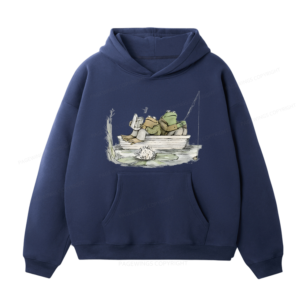 Pagewings Frog Reading Unisex Fleece Hoodie Set