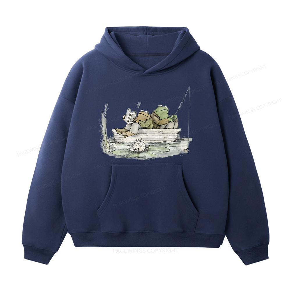 Pagewings Frog Reading Unisex Fleece Hoodie Set
