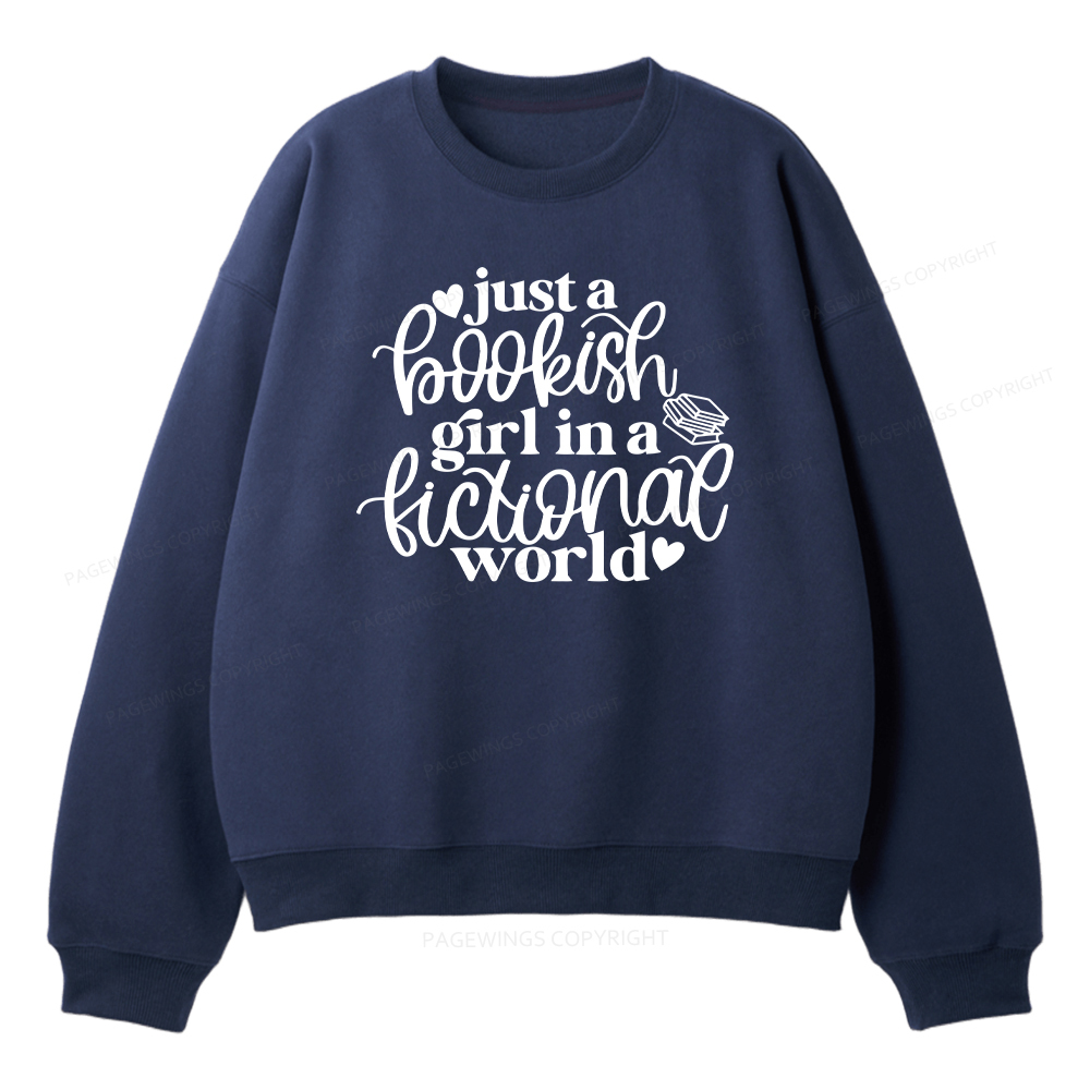 Pagewings Just A Bookish Girl In A Fictional World Unisex Fleece Sweatshirt Set 