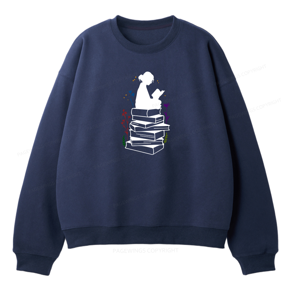 Pagewings Girl Reading Unisex Fleece Sweatshirt Set 