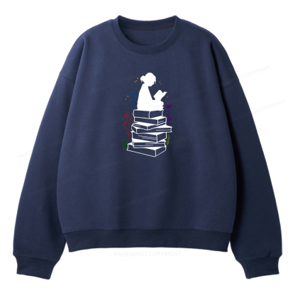 Pagewings Girl Reading Unisex Fleece Sweatshirt Set 