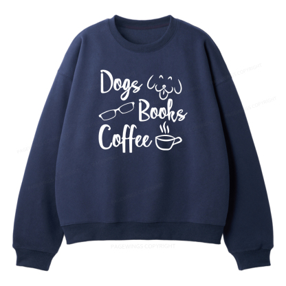 Pagewings Dogs Books Coffee Unisex Fleece Sweatshirt Set 