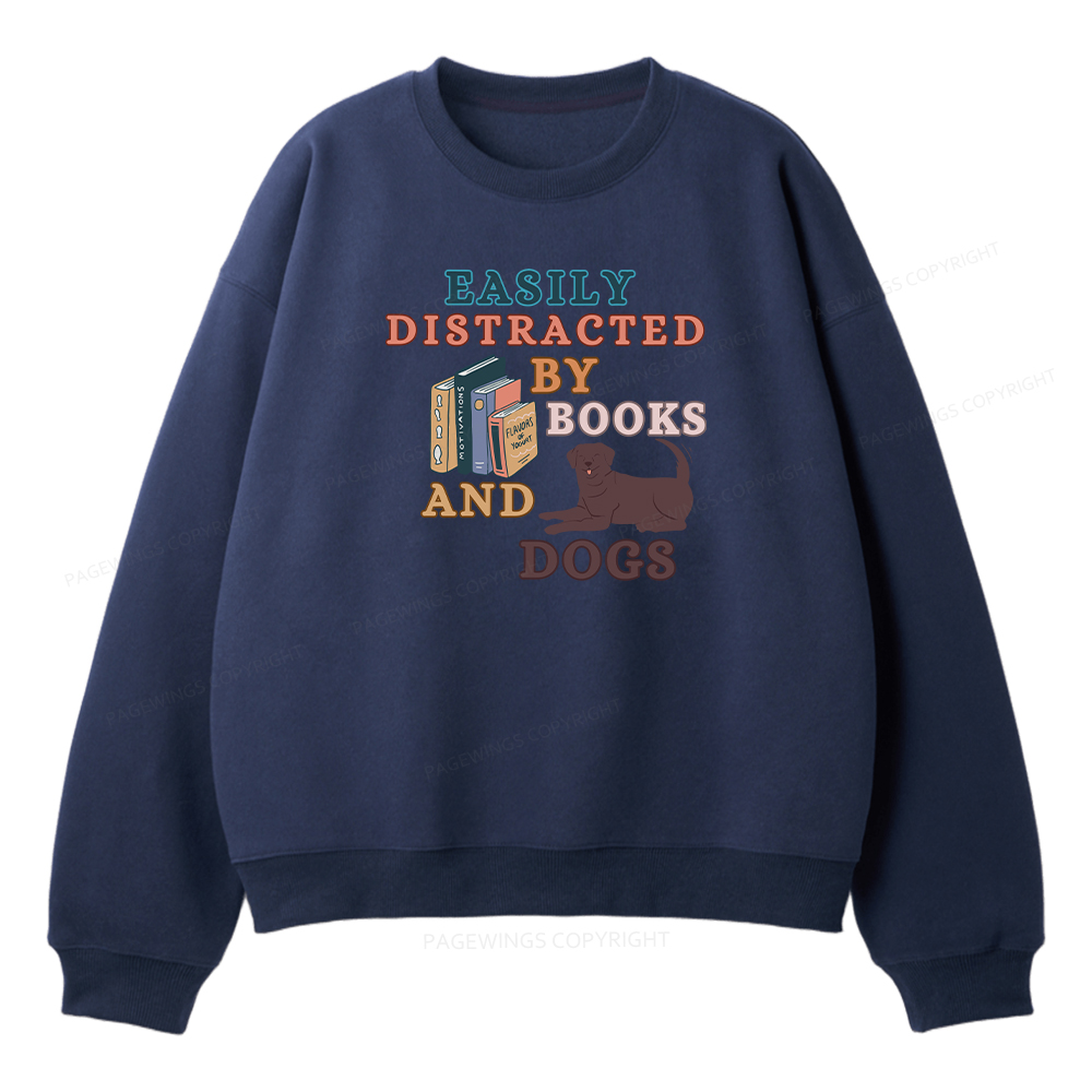 Pagewings Easily Distracted By Books And Labrador Unisex Fleece Sweatshirt Set 