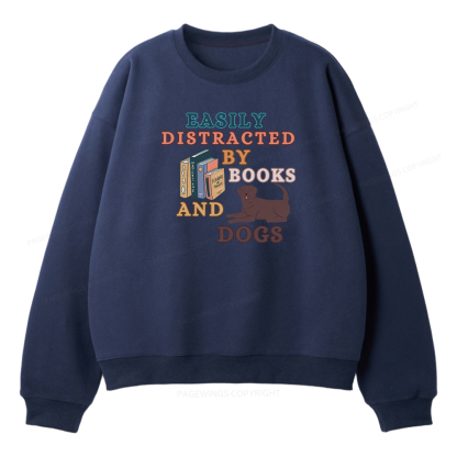 Pagewings Easily Distracted By Books And Labrador Unisex Fleece Sweatshirt Set 