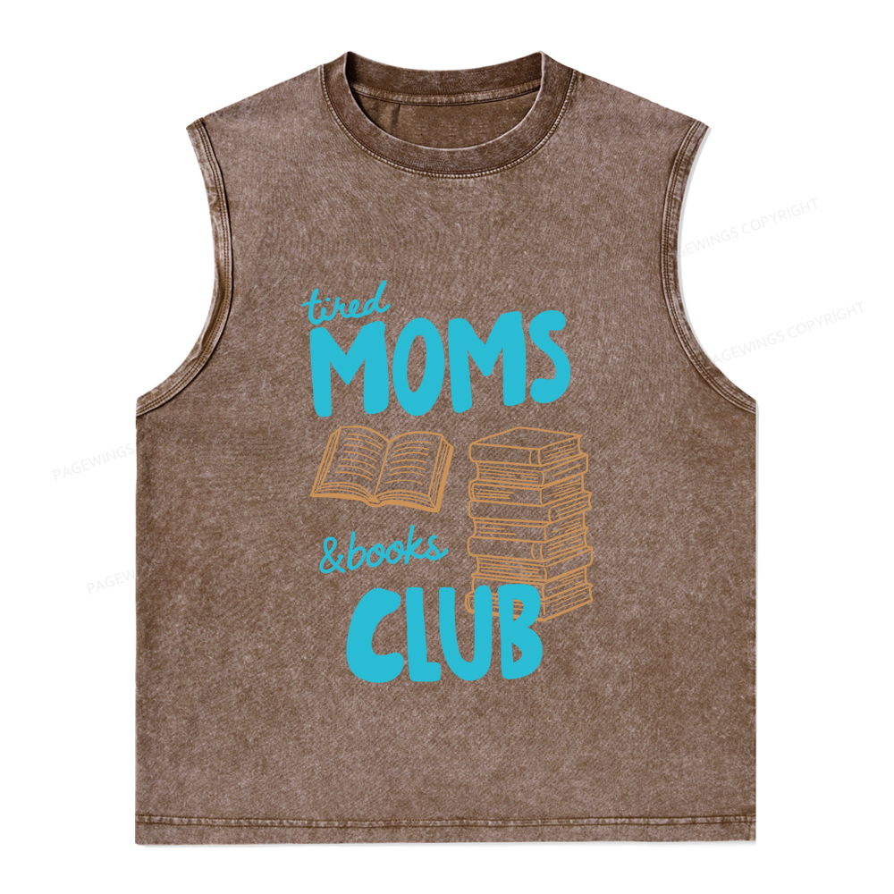 Pagewings Tired Moms Books Club Unisex Washed Tank Top