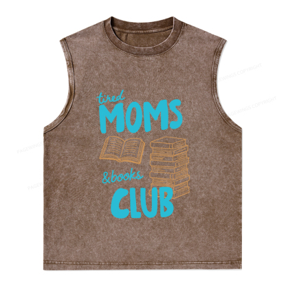 Pagewings Tired Moms Books Club Unisex Washed Tank Top