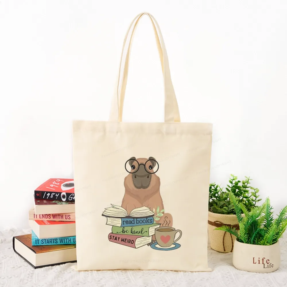Pagewings Capybara Reading Tote Bag