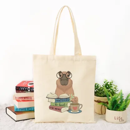 Pagewings Capybara Reading Tote Bag
