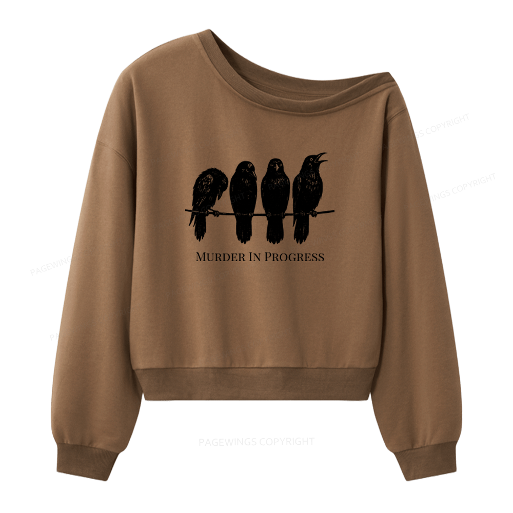 Pagewings Murder In Progress Women Off Shoulder Sweatshirt