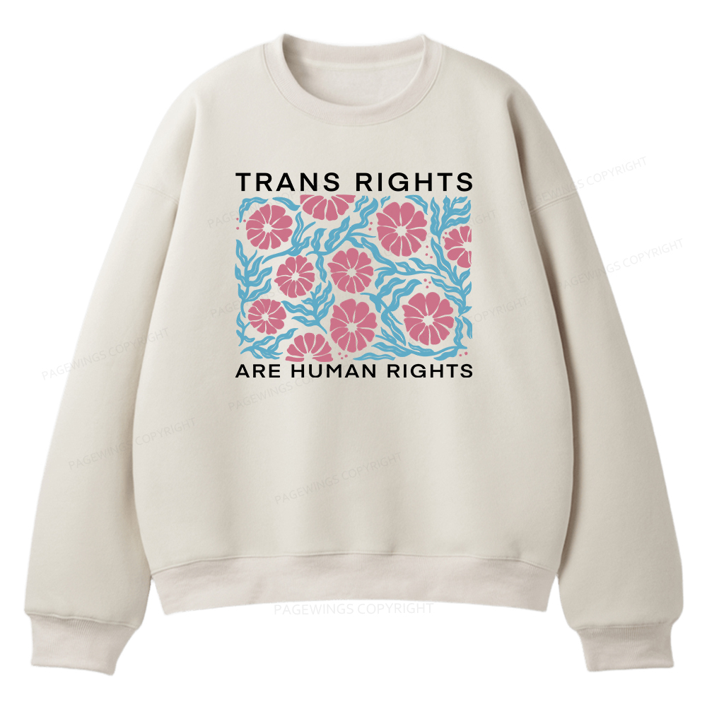 Pagewings Trans Rights Are Human Rights Unisex Fleece Sweatshirt Set 