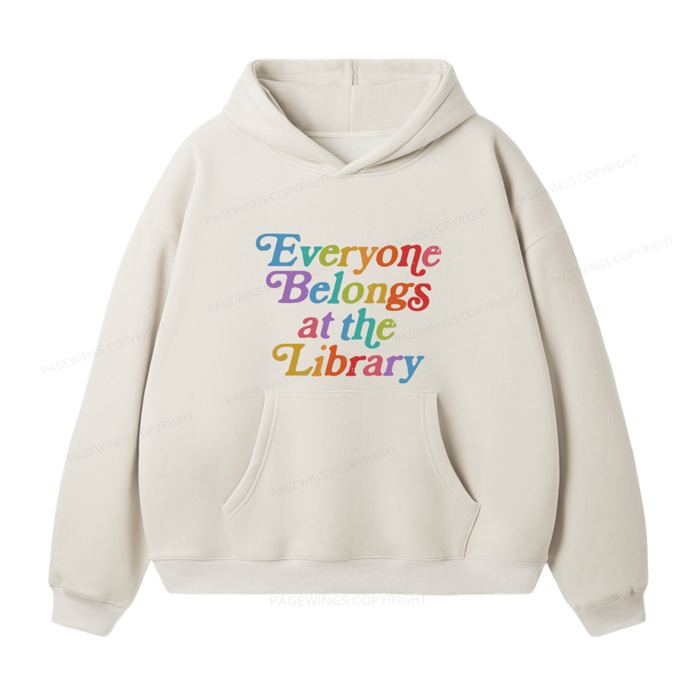 Pagewings Everyone belongs at the library Unisex Fleece Hoodie Set