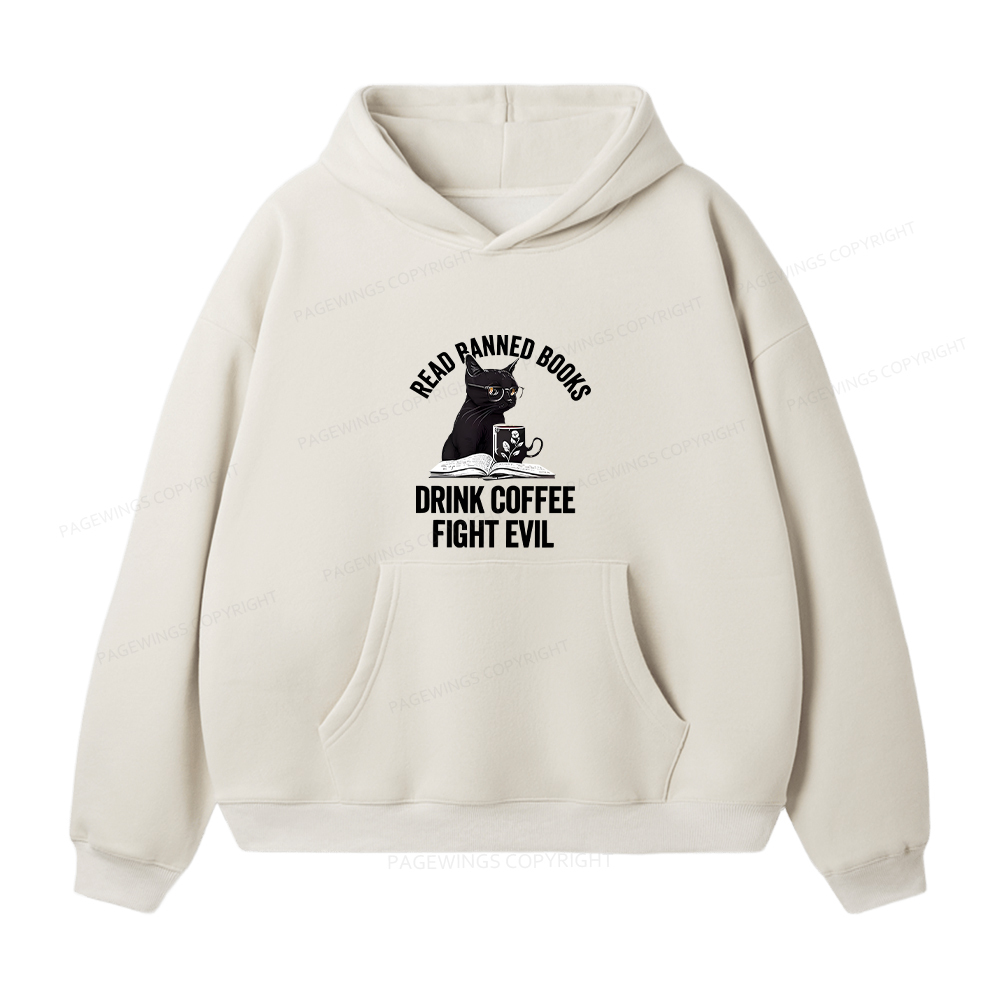 Pagewings Read Books Drink Coffee Fight Evil Unisex Fleece Hoodie Set