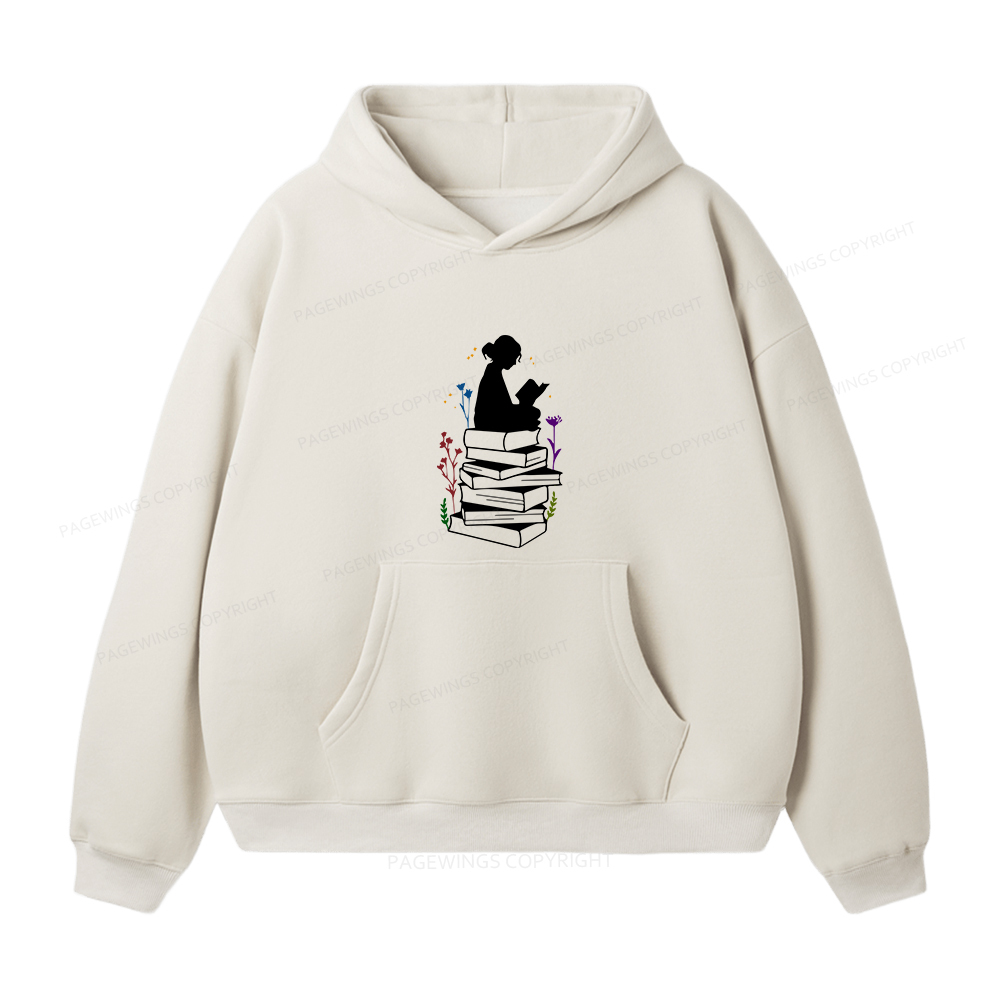 Pagewings Girl Reading Unisex Fleece Hoodie Set