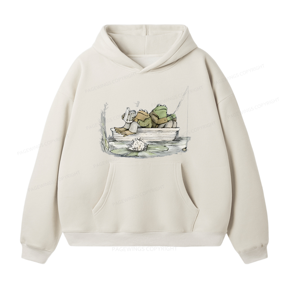 Pagewings Frog Reading Unisex Fleece Hoodie Set