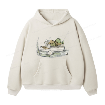 Pagewings Frog Reading Unisex Fleece Hoodie Set