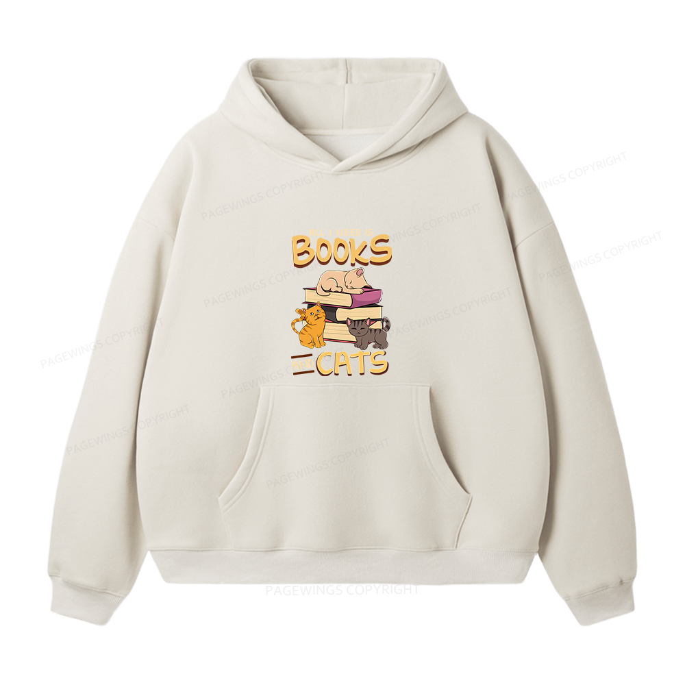 Pagewings All I Need Is Books And Cats Unisex Fleece Hoodie Set