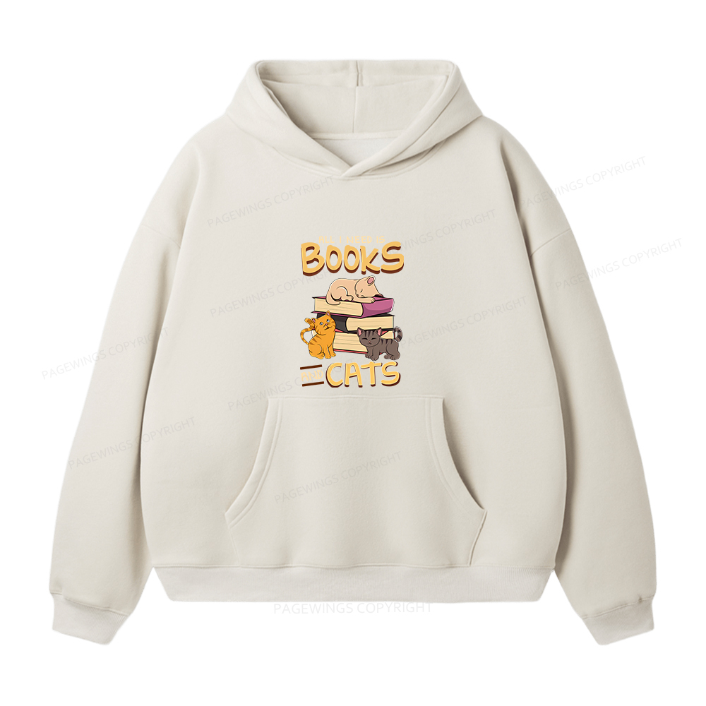 Pagewings All I Need Is Books And Cats Unisex Fleece Hoodie Set
