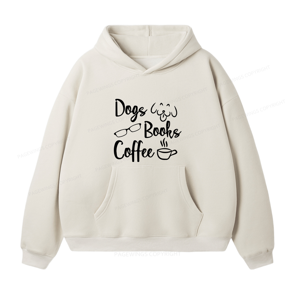 Pagewings Dogs Books Coffee Unisex Fleece Hoodie Set