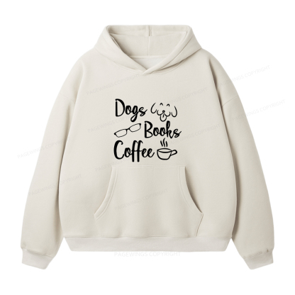 Pagewings Dogs Books Coffee Unisex Fleece Hoodie Set