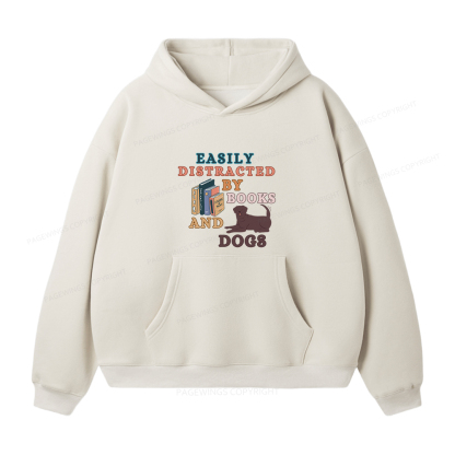 Pagewings Easily Distracted By Books And Labrador Unisex Fleece Hoodie Set